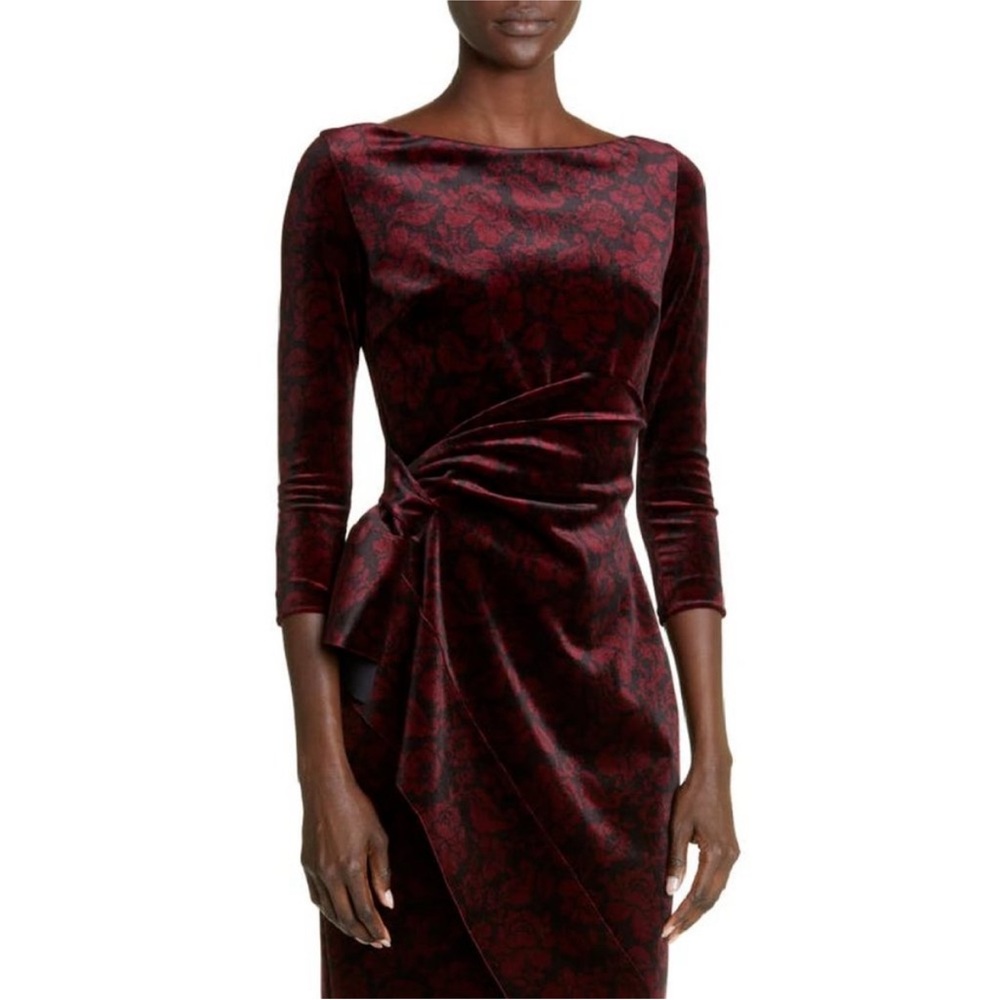 Chiara Boni La Petite Robe Maly Floral Print Velvet Cocktail Dress Size 10 (46)